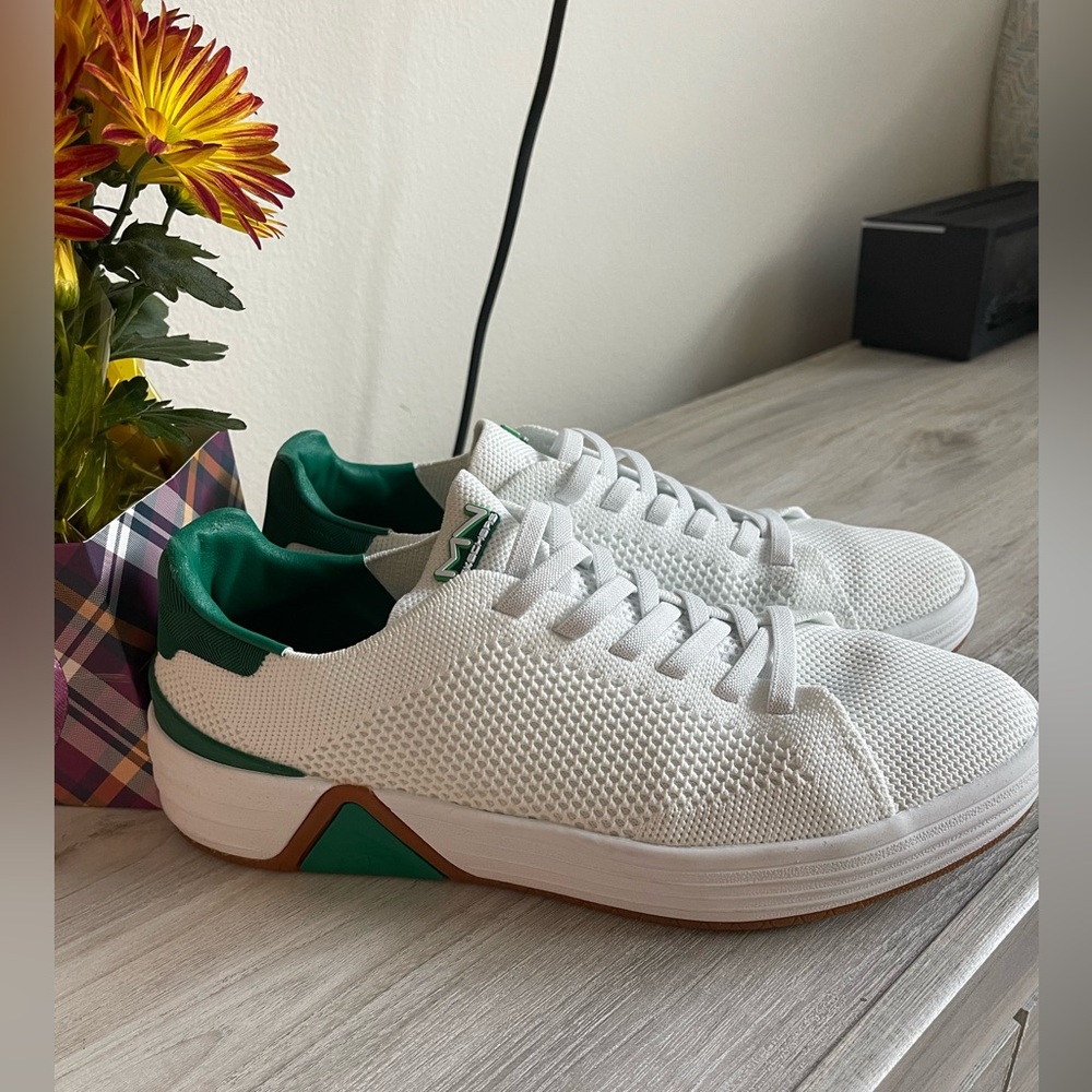 White Mark Nason Sneakers with Green Accents